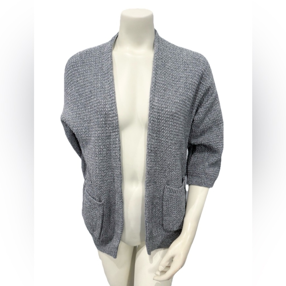 Madewell Gray Open Front Knit Cardigan XXS Lace-Up Sides Pockets